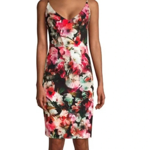 Black Halo Floral Spaghetti strap midi dress-NWT Size 4 - Picture 13 of 13